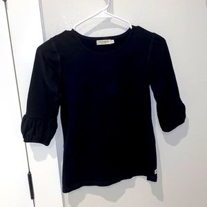EUC Adorable Essentials Boutique Black Solid Tulip Sleeve Top Shirt Teen Tween